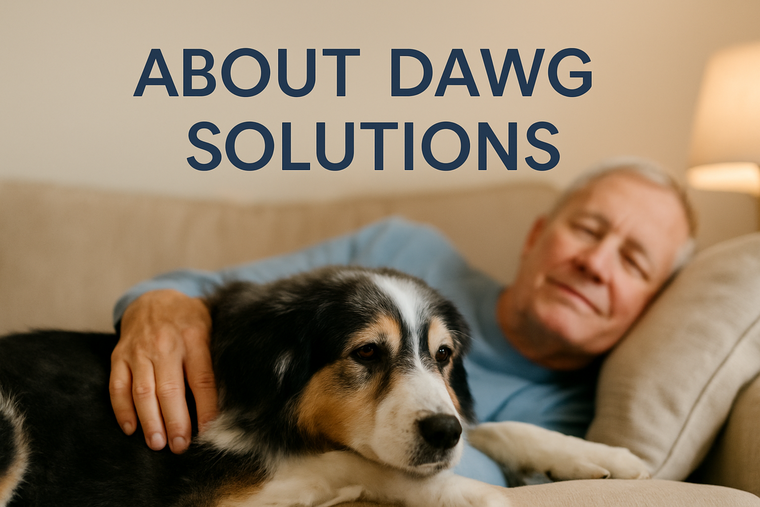 senior dog and senior dog owner cuddling on the couch